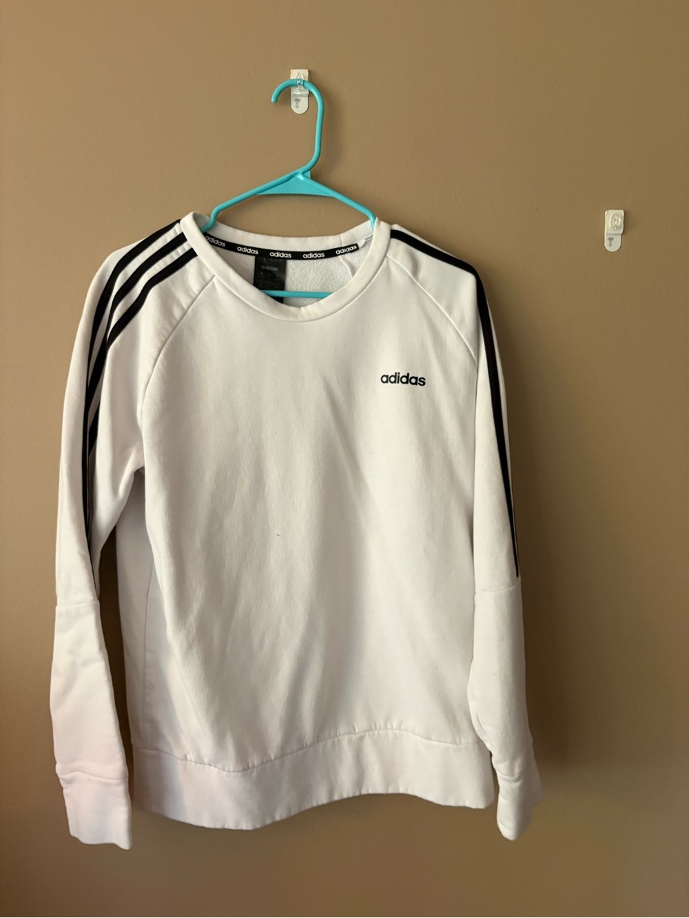 Adidas Women’s White Crewneck Sweatshirt with Black Stripes